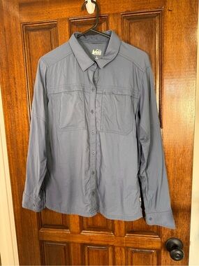 REI Button-Down Long Sleeve Shirt in Slate Blue